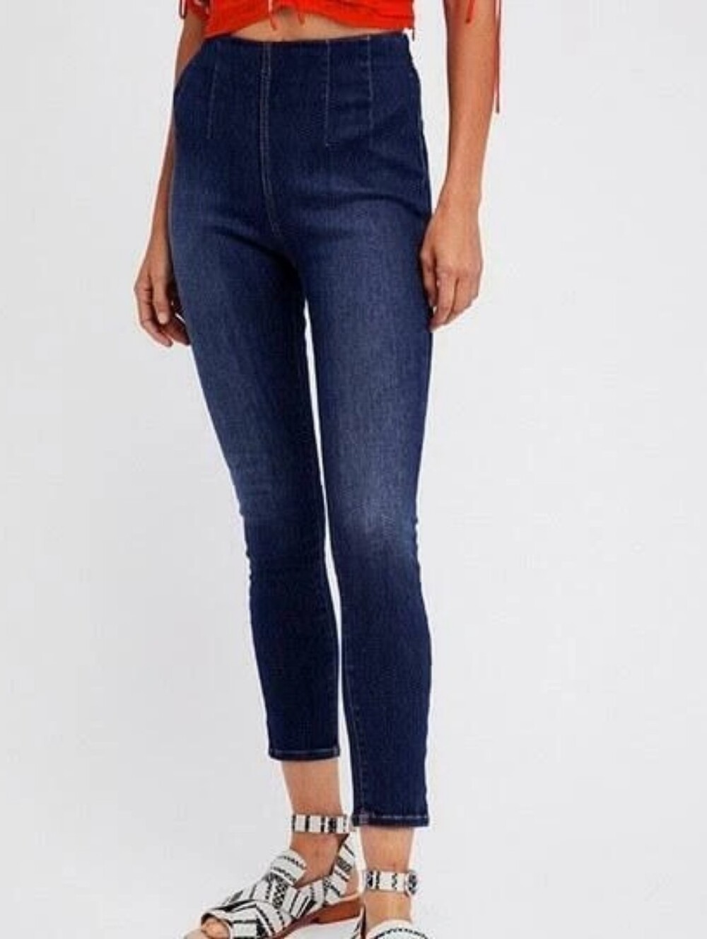 Free People Pull On Mid Rise Skinny Ankle Jeans
